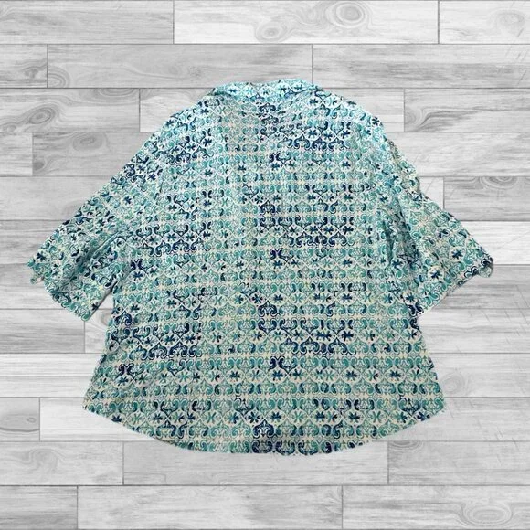 Cathy Daniel’s blue printed 3/4 sleeve top - Picture 2 of 3